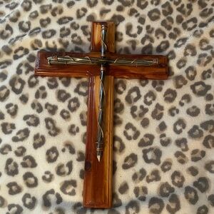 Wooden Cross with Metal and copper Accents